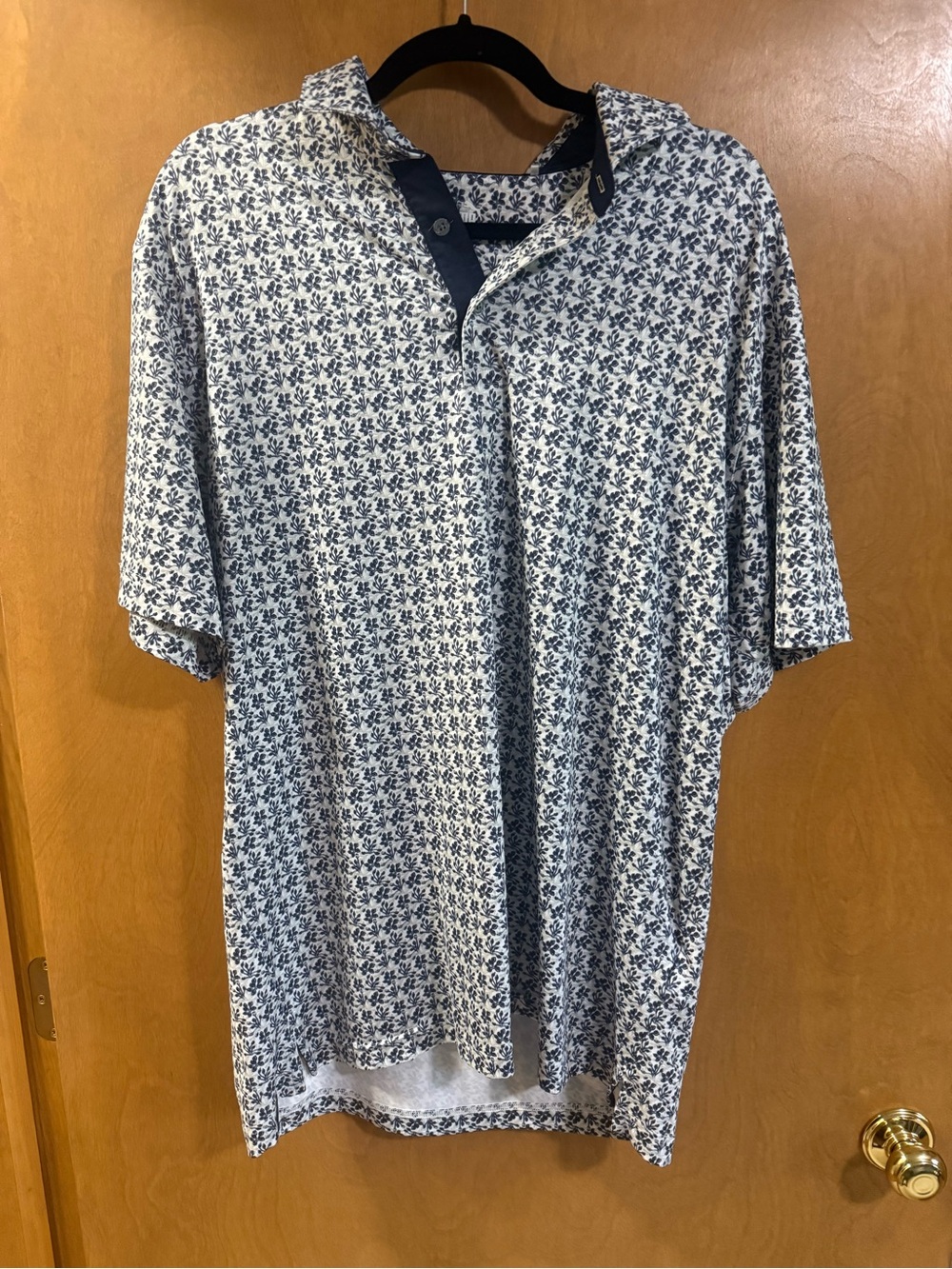 Men's Short Sleeve Puma Golf Polo Shirt - White with Navy Print